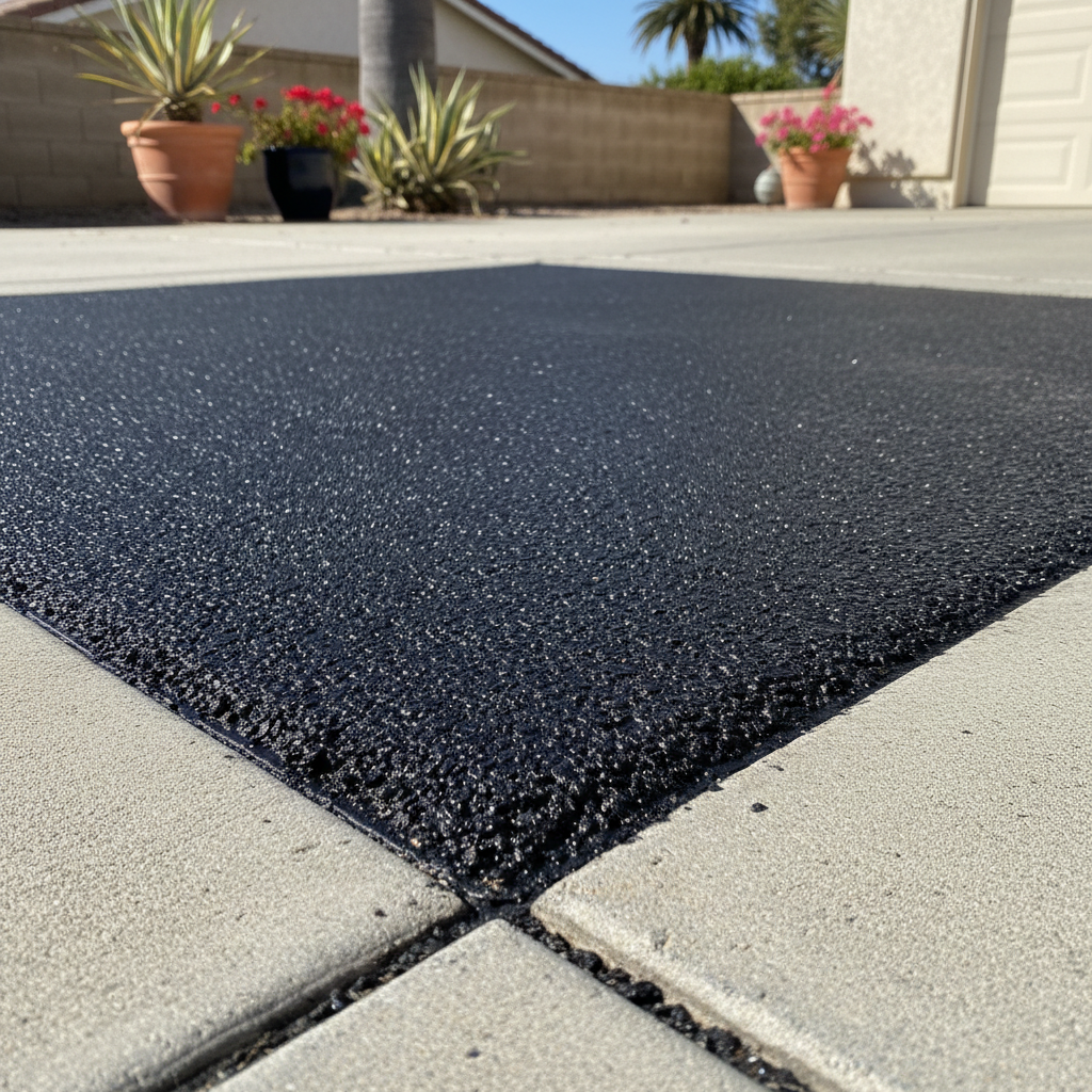 Completed asphalt patching work at a residential property in Placentia, CA