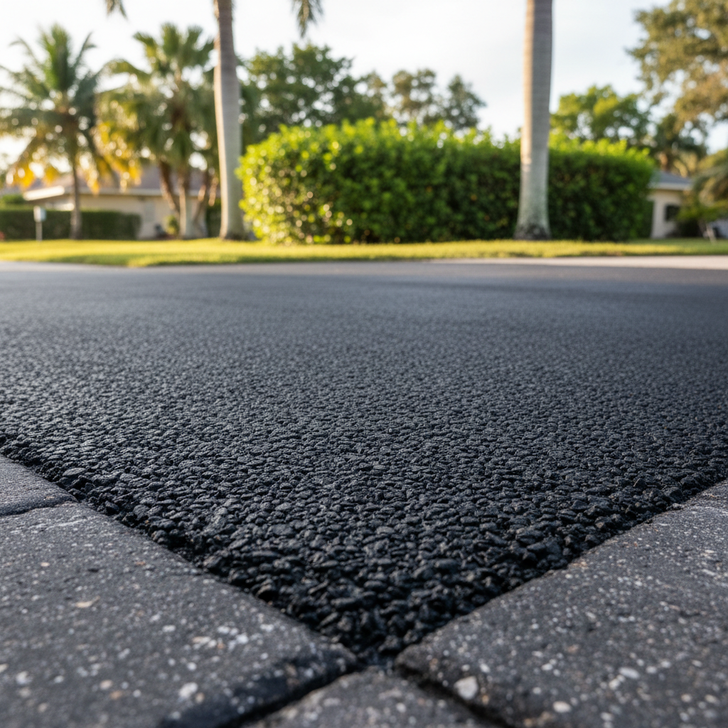 Completed asphalt patching work at a residential property in Sunrise, FL