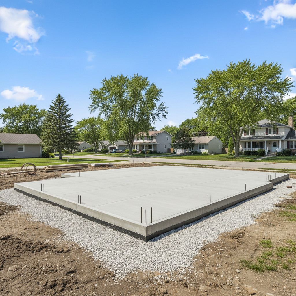 Completed concrete foundations work at a residential property in Aurora, IL