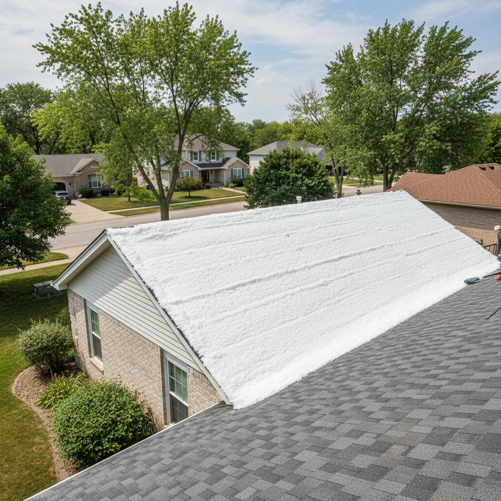 Completed attic insulation work at a residential property in Elgin, IL