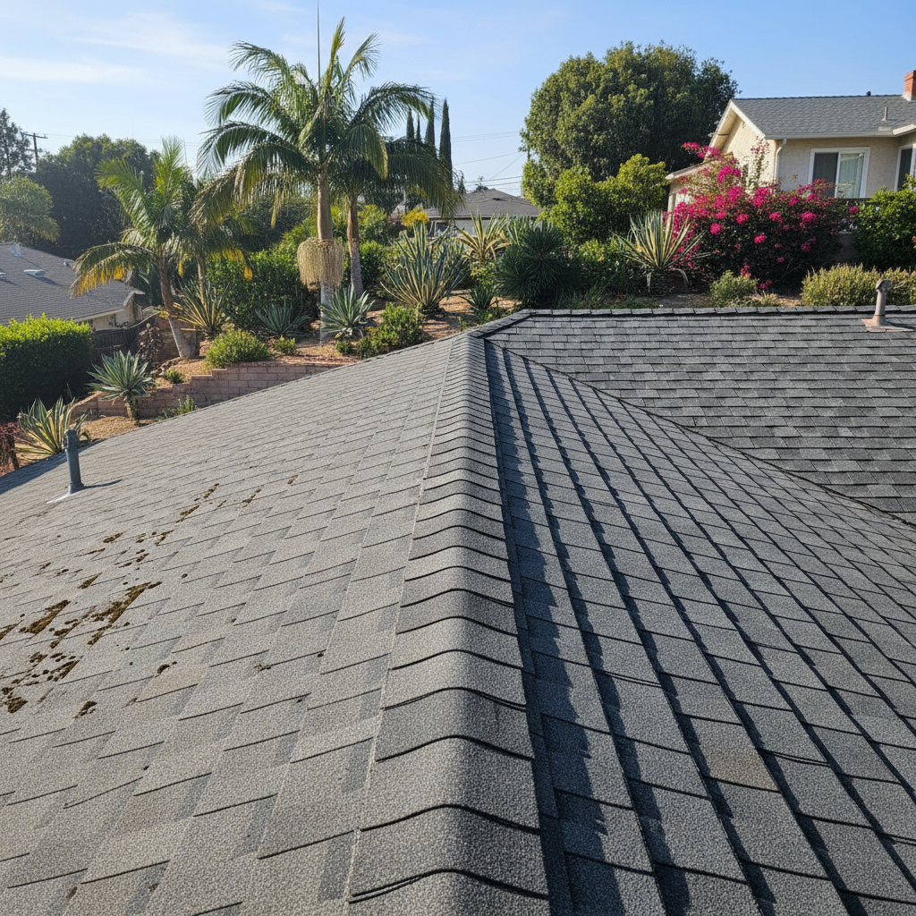 Completed roof repair work at a residential property in Santa Monica, CA