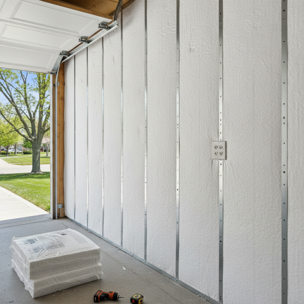 Completed garage insulation work at a residential property in Elgin, IL