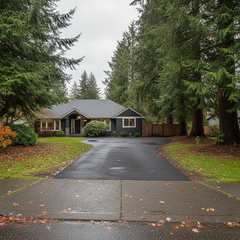 Completed asphalt patching work at a residential property in Vancouver, WA