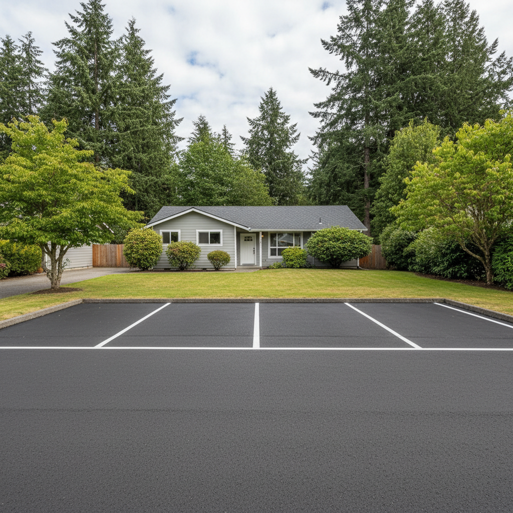 Completed asphalt striping work at a residential property in Vancouver, WA