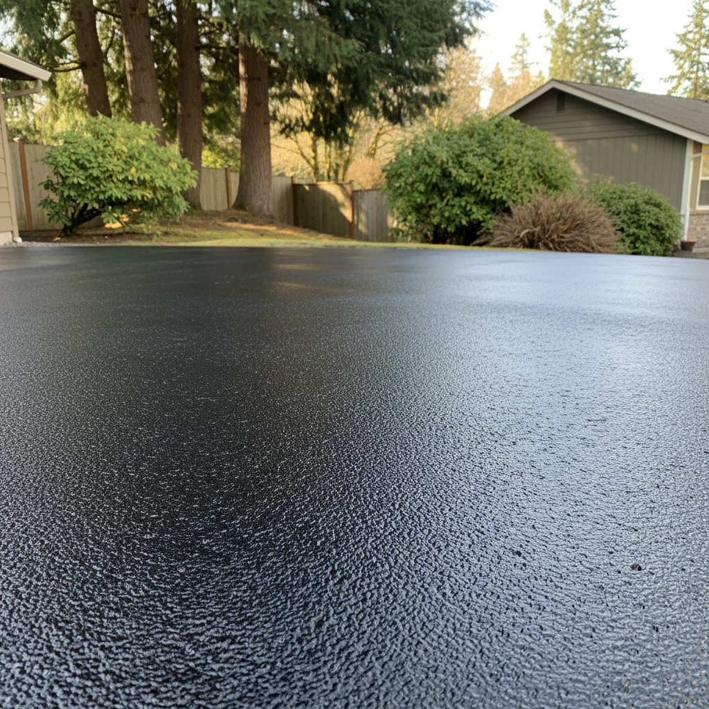 Completed asphalt sealcoating work at a residential property in Vancouver, WA