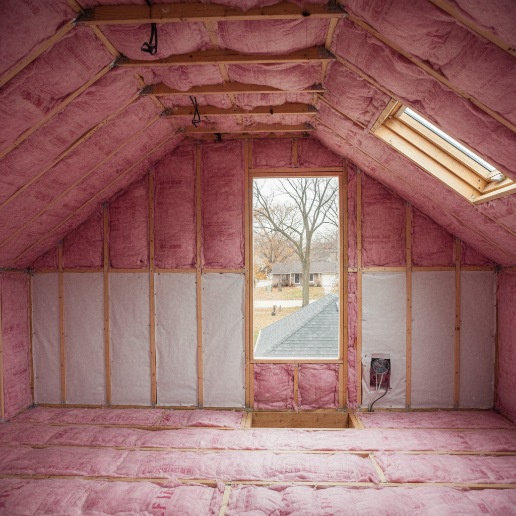 Completed batt insulation installation work at a residential property in Elgin, IL