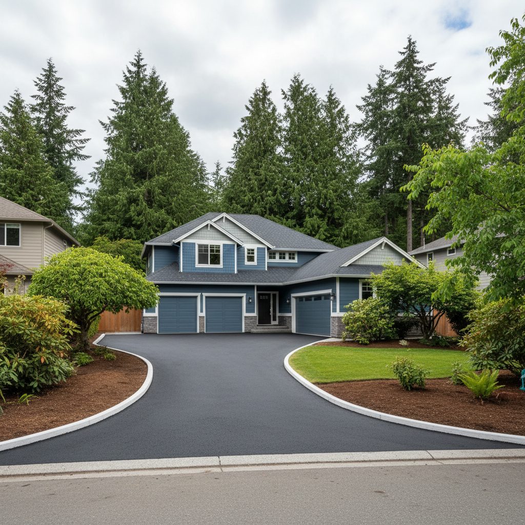 Completed driveway paving work at a residential property in Vancouver, WA