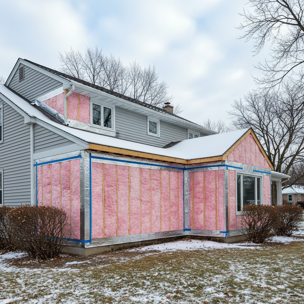 Completed batt insulation installation work at a residential property in Elgin, IL