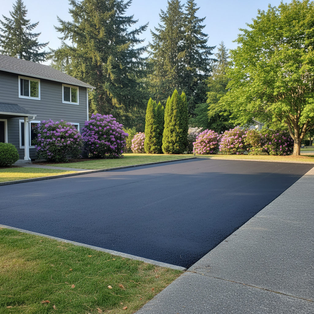 Completed parking lot paving work at a residential property in Vancouver, WA