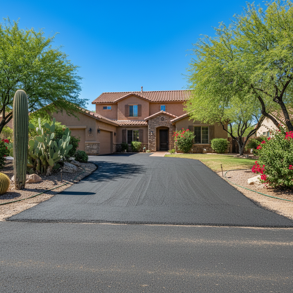 Completed asphalt milling work at a residential property in Tucson , AZ