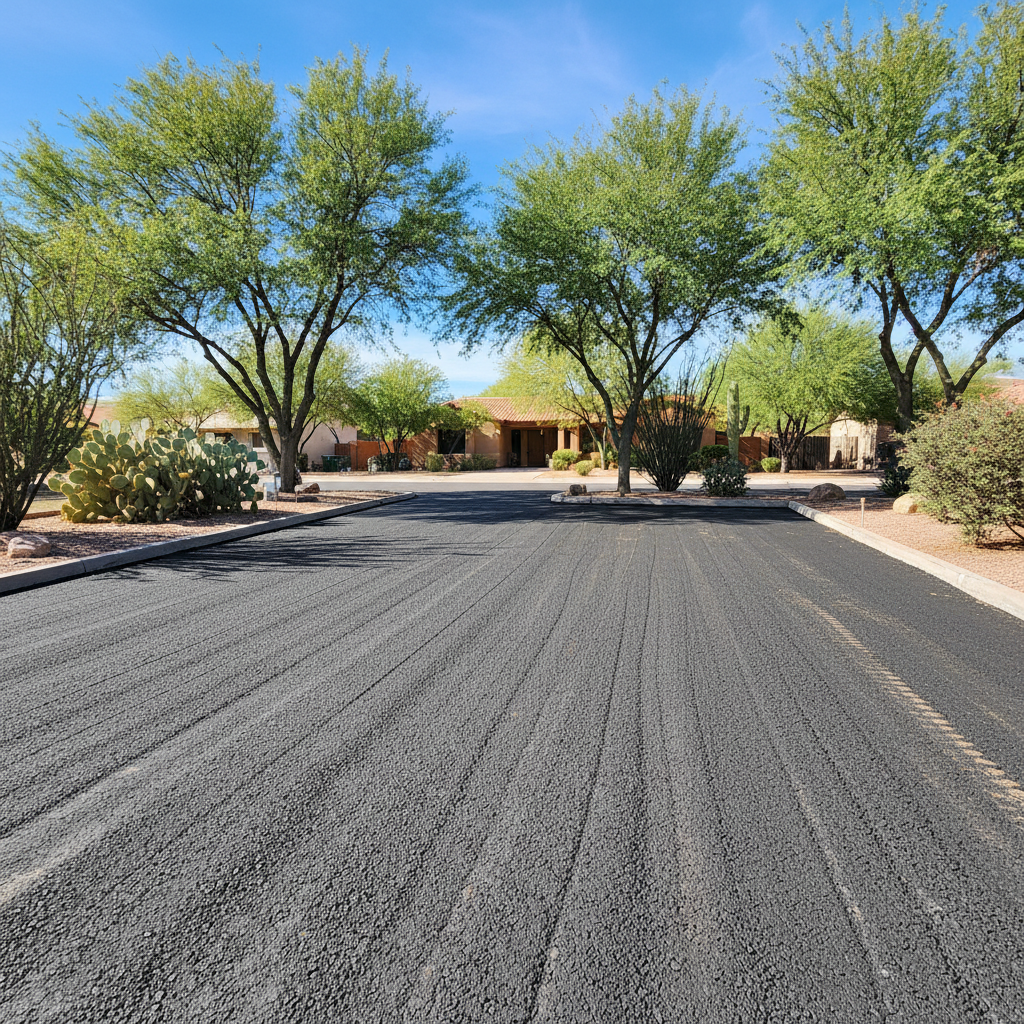 Completed asphalt milling work at a residential property in Tucson , AZ