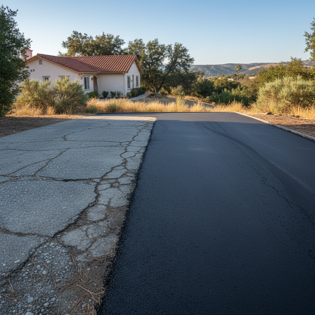 Completed residential asphalt work at a residential property in Trabuco Canyon, CA