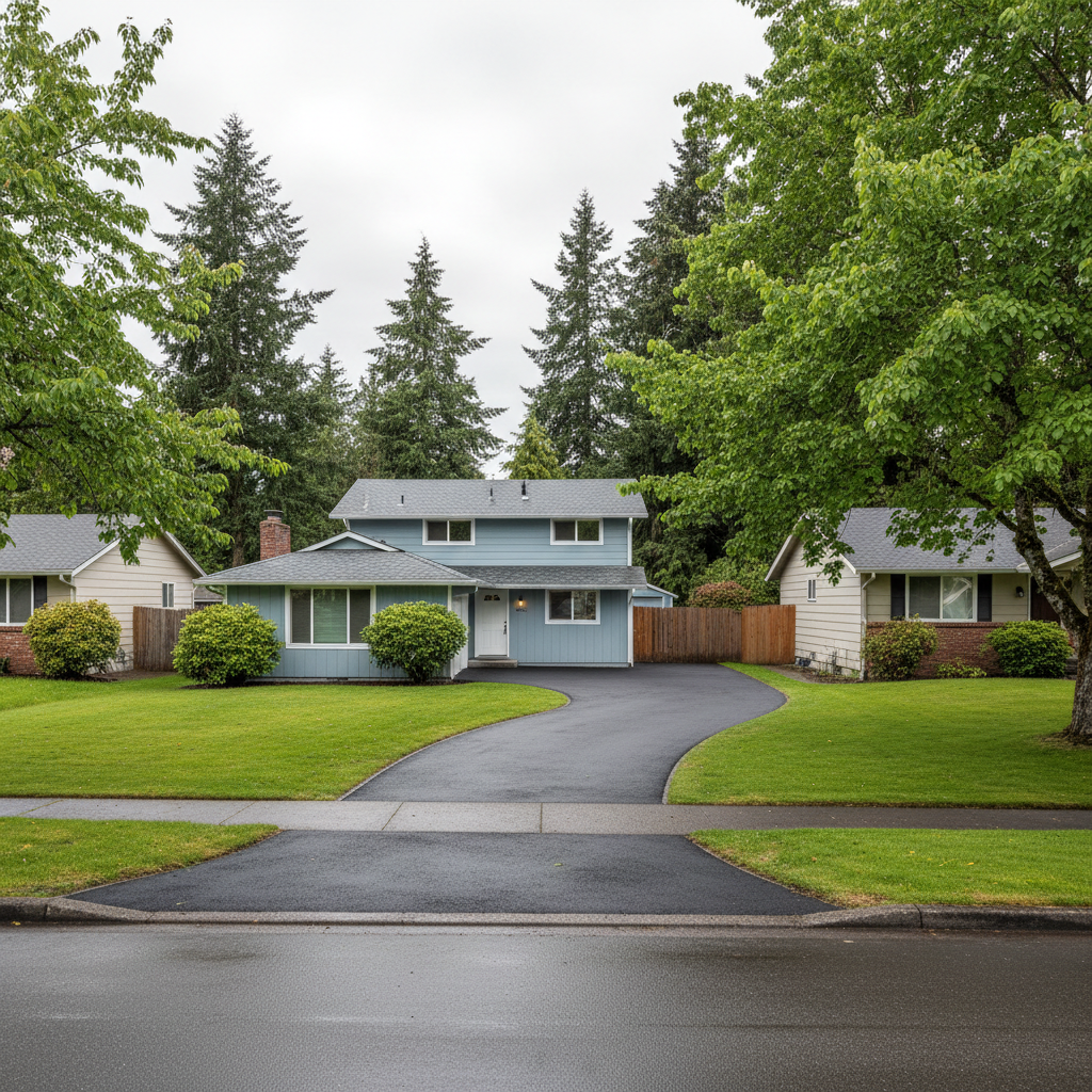 Completed commercial asphalt work at a residential property in Tukwila, WA