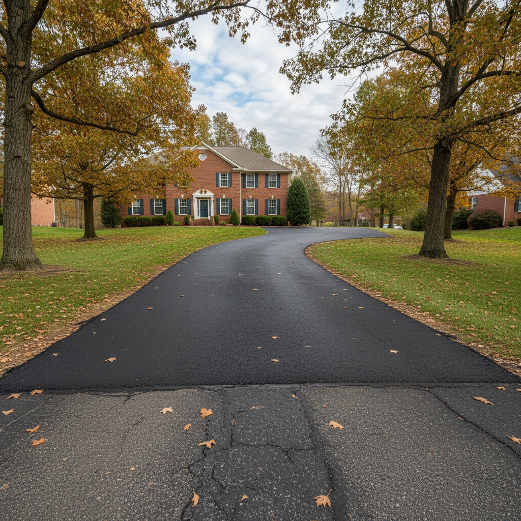 Completed asphalt patching work at a residential property in Louisville, KY