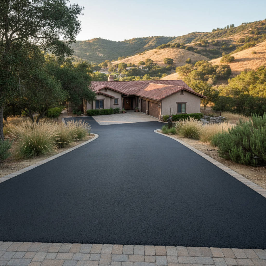 Completed asphalt paving work at a residential property in Trabuco Canyon, CA