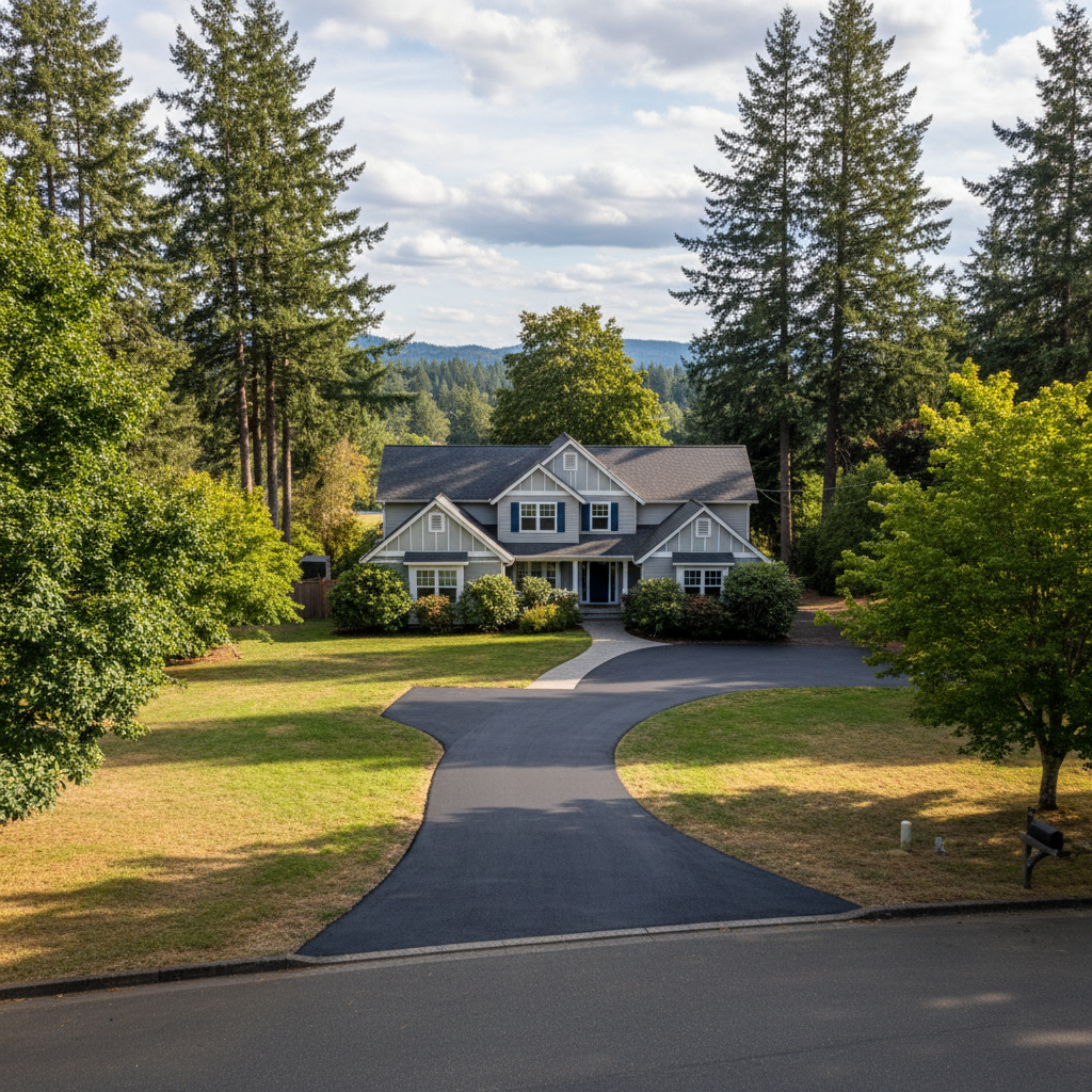 Completed asphalt paving work at a residential property in Sutherlin, OR