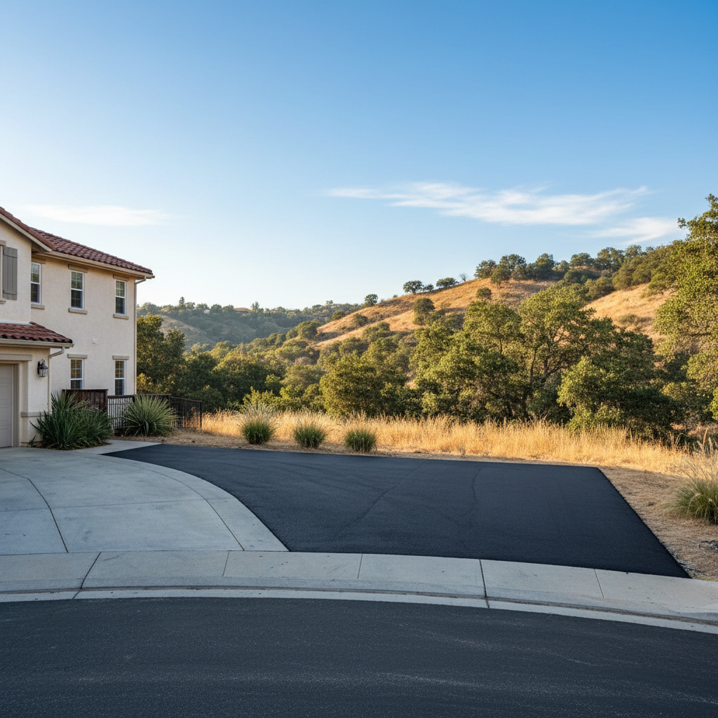 Completed asphalt patching work at a residential property in Trabuco Canyon, CA