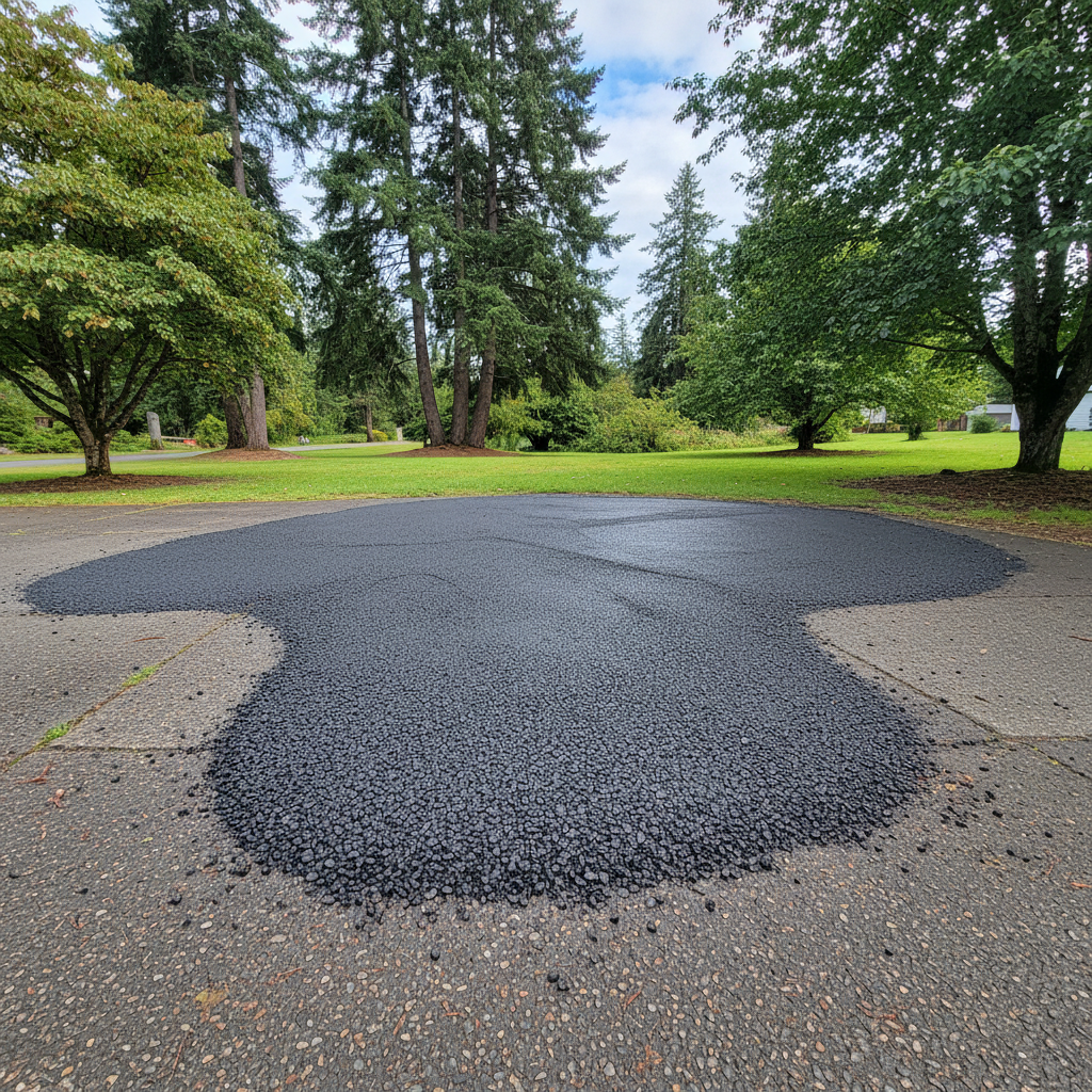 Completed asphalt patching work at a residential property in Sutherlin, OR