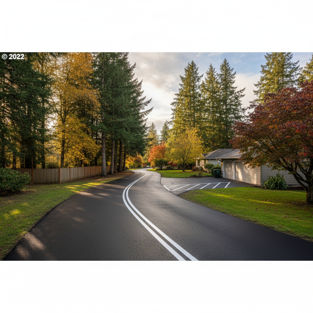 Completed asphalt striping work at a residential property in Sutherlin, OR