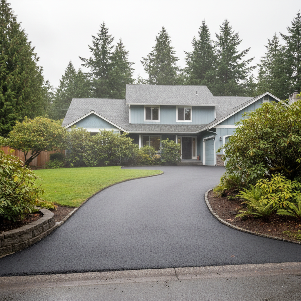 Completed asphalt paving work at a residential property in Tukwila, WA