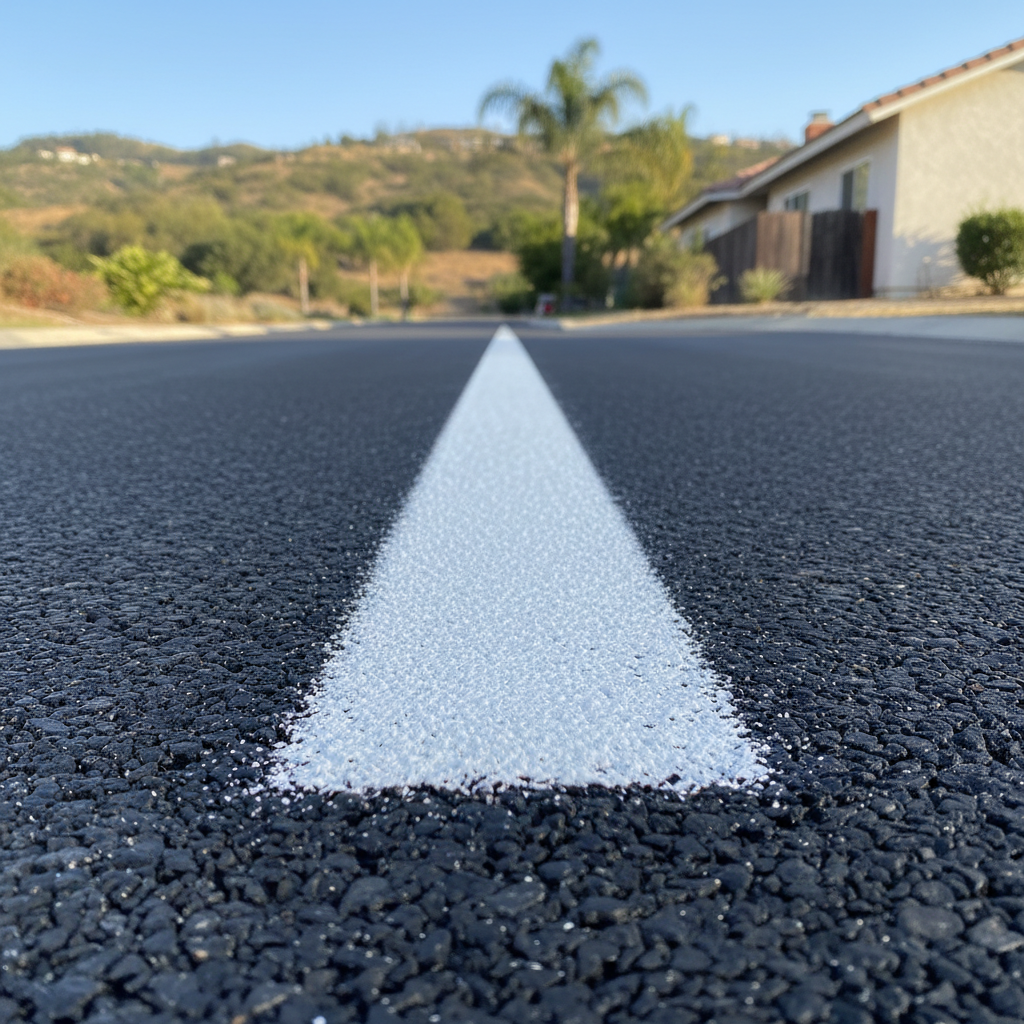 Completed asphalt striping work at a residential property in La Habra, CA