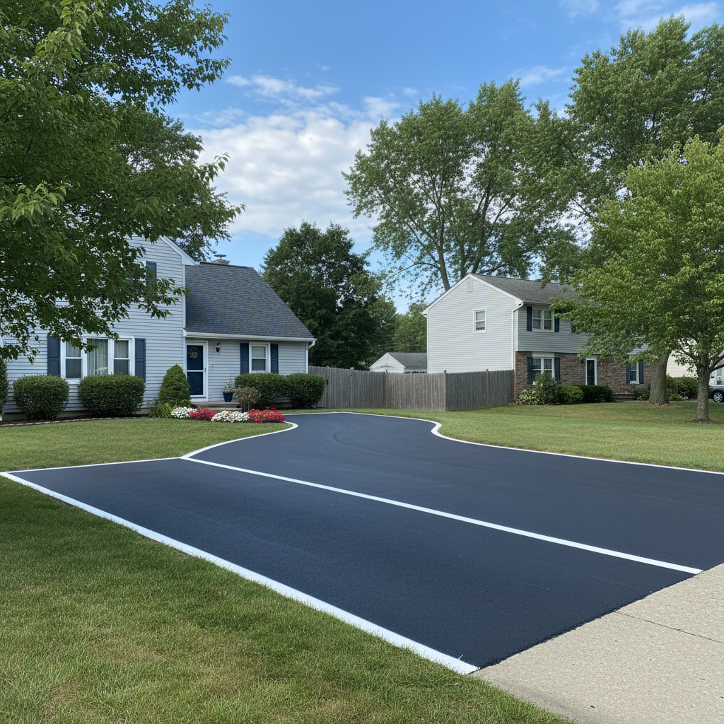 Completed asphalt striping work at a residential property in Toms River, NJ