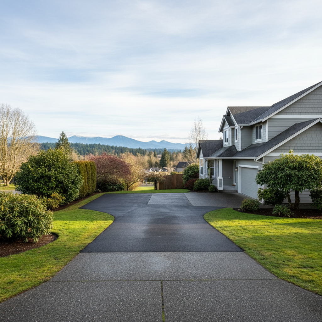 Completed asphalt repair work at a residential property in Tukwila, WA