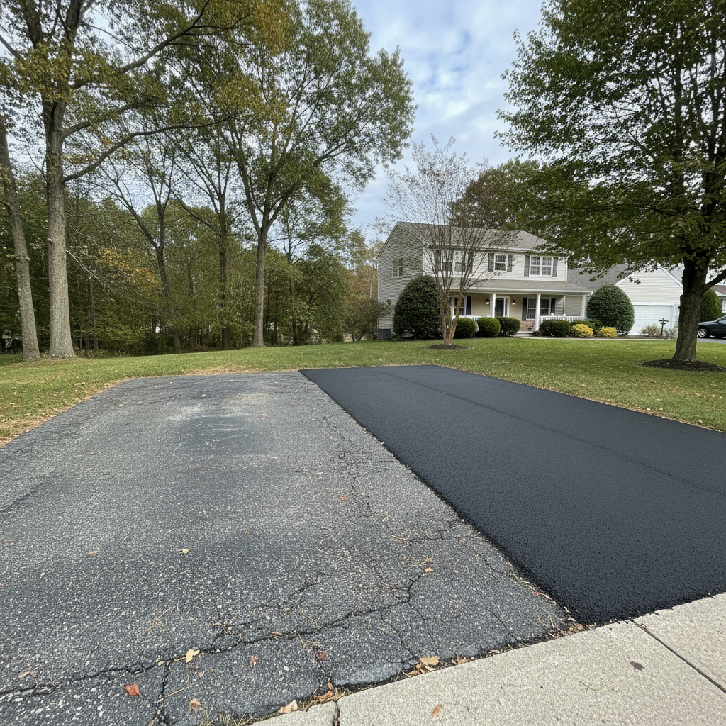 Completed asphalt repair work at a residential property in Toms River, NJ