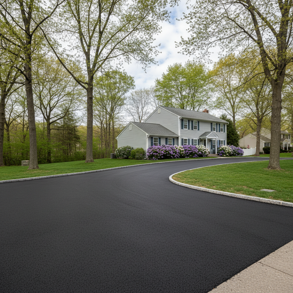 Completed parking lot paving work at a residential property in Toms River, NJ