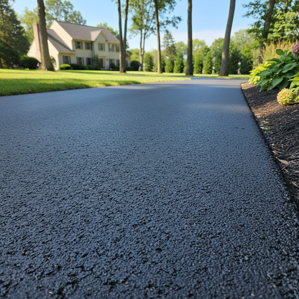 Completed driveway paving work at a residential property in Toms River, NJ