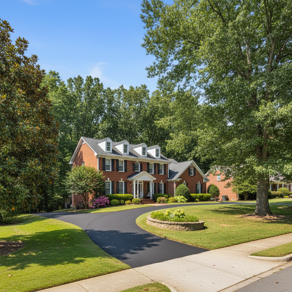 Completed driveway paving work at a residential property in Decatur, GA