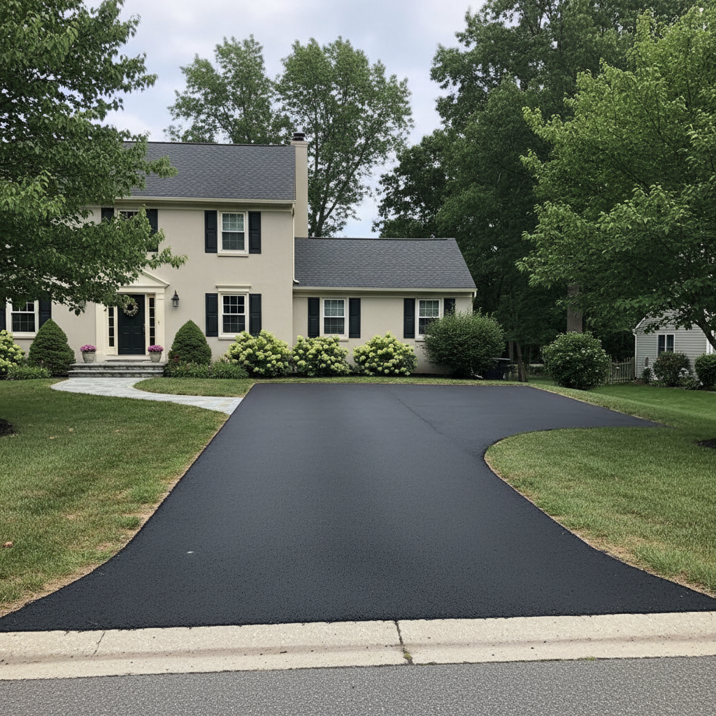 Completed parking lot paving work at a residential property in Toms River, NJ