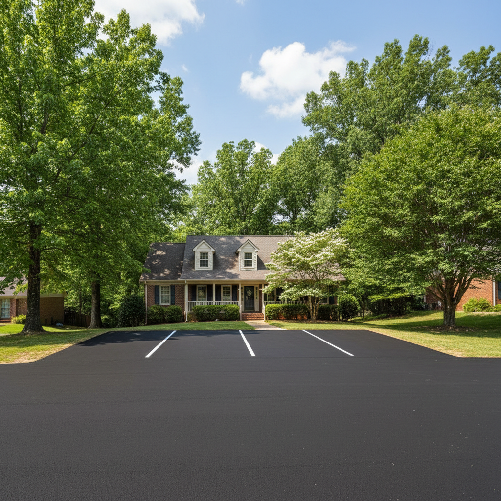 Completed parking lot paving work at a residential property in Atlanta, GA