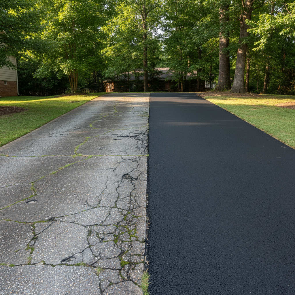 Completed driveway paving work at a residential property in Atlanta, GA