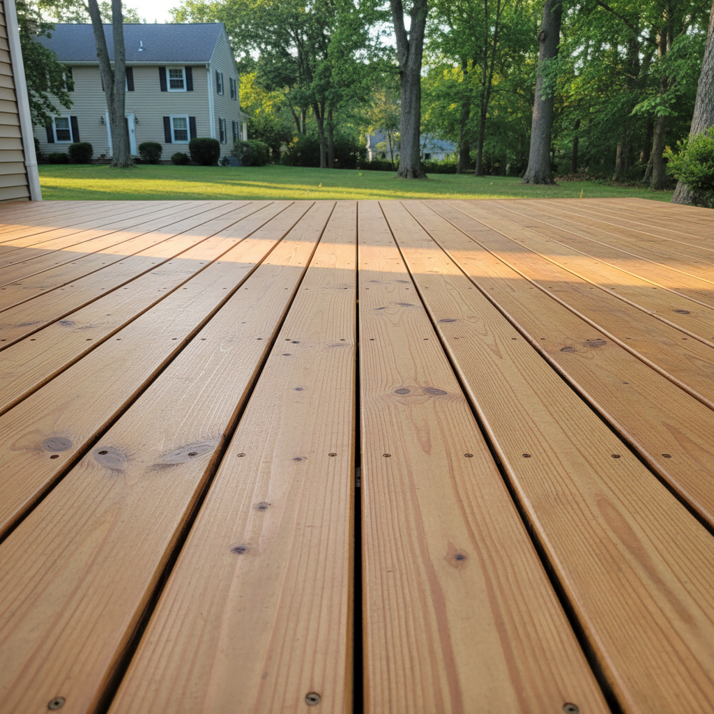 Completed wooden decks work at a residential property in New Britain, CT