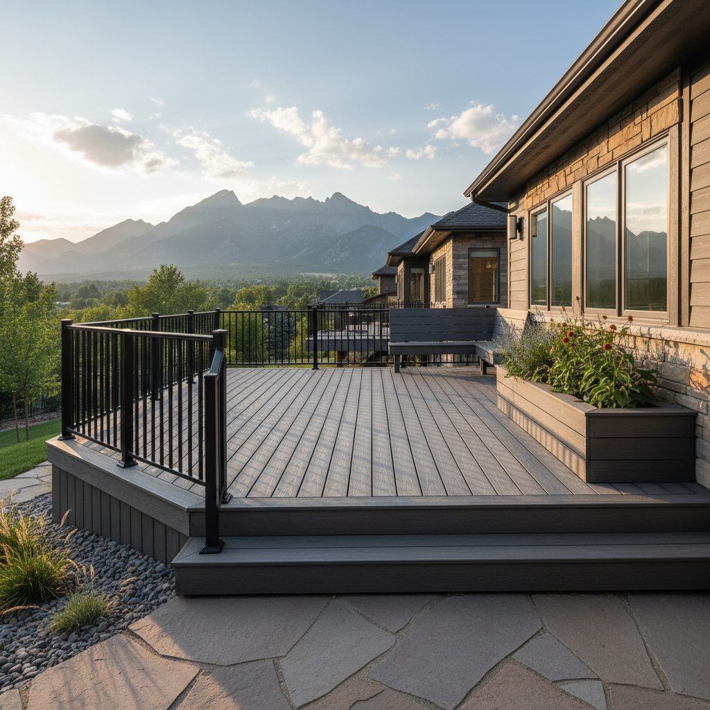 Completed composite decks work at a residential property in Boulder, CO