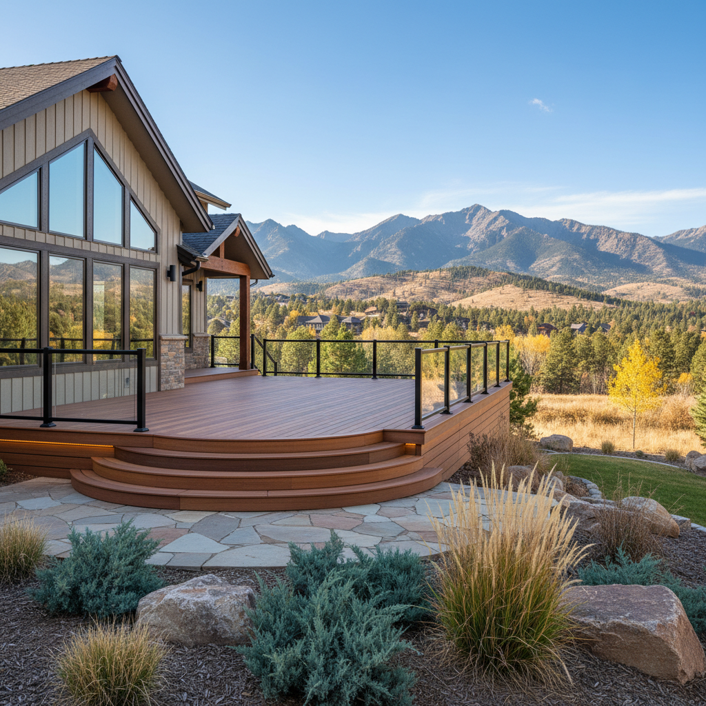 Completed trex decks work at a residential property in Boulder, CO