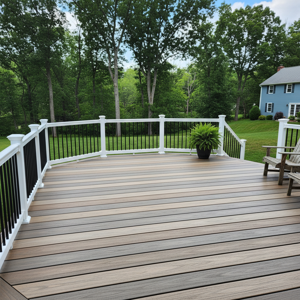 Completed trex decks work at a residential property in New Britain, CT