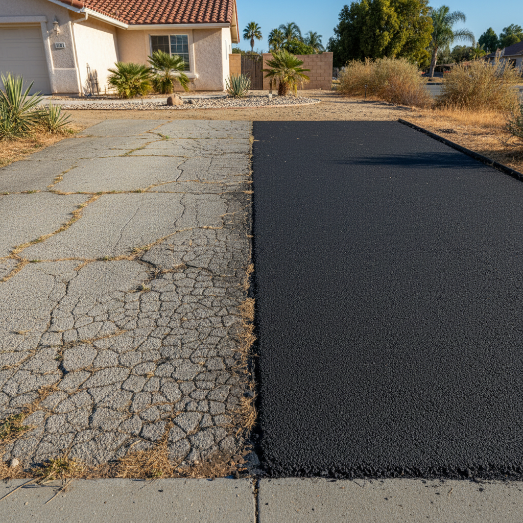 Completed commercial asphalt work at a residential property in Colton, CA