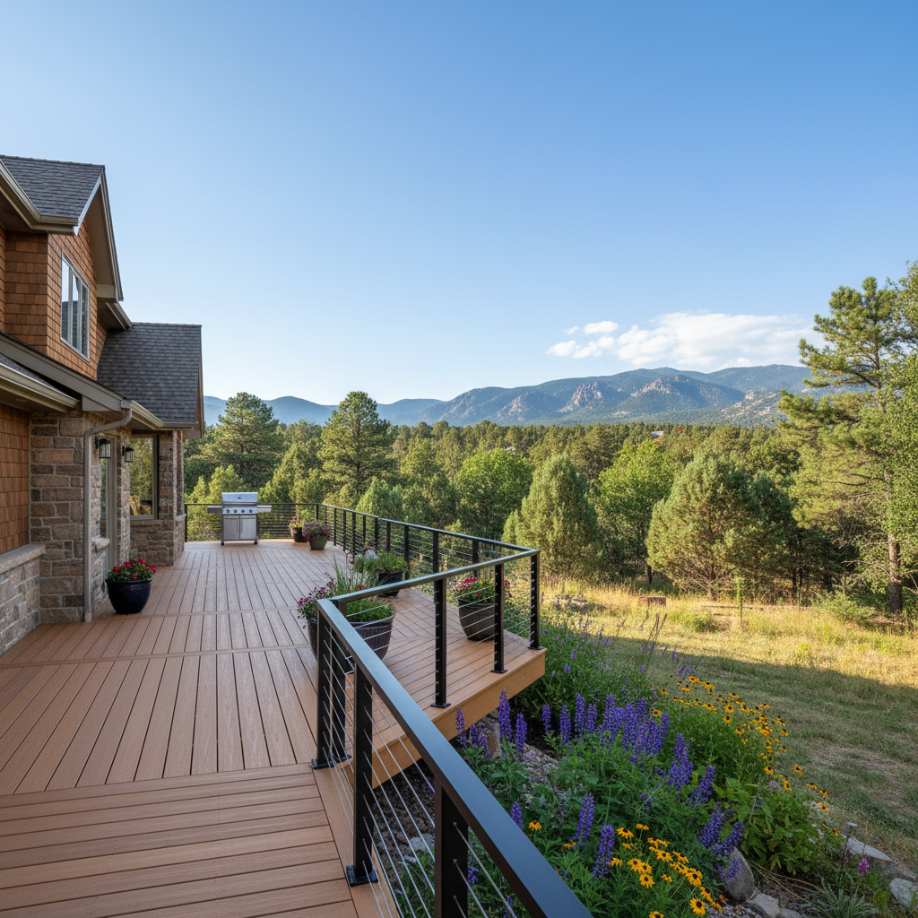 Completed deck railing installation work at a residential property in Boulder, CO