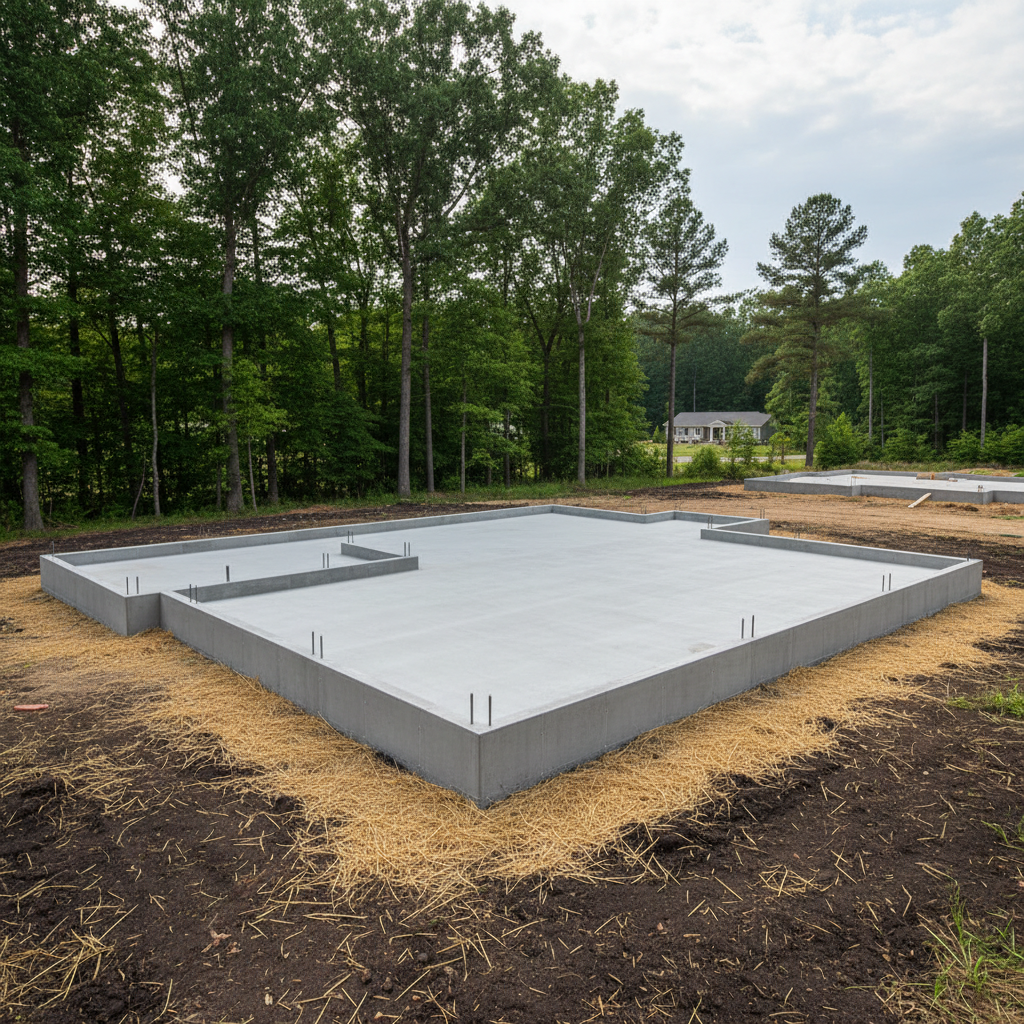 Completed concrete foundations work at a residential property in Waldorf, MD
