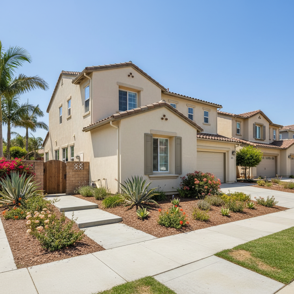 Completed stucco removal work at a residential property in Huntington Beach, CA