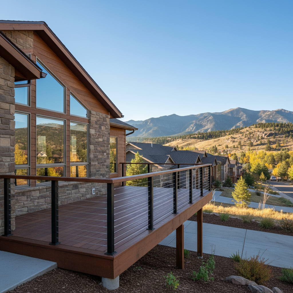 Completed deck railing installation work at a residential property in Boulder, CO