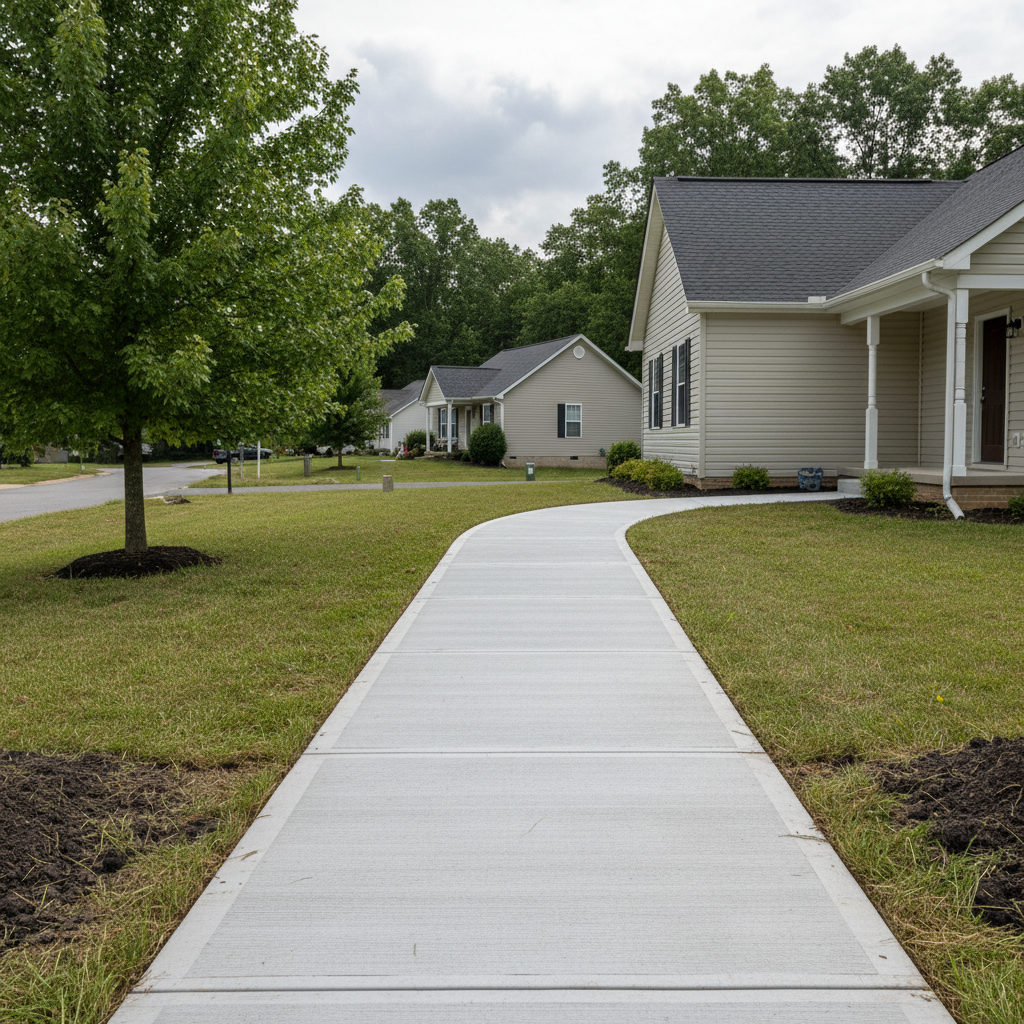 Completed concrete sidewalks work at a residential property in Waldorf, MD