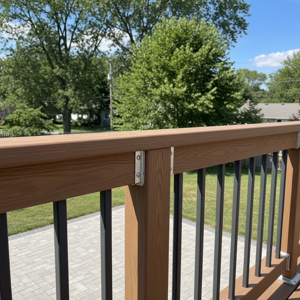 Completed deck railing installation work at a residential property in New Britain, CT
