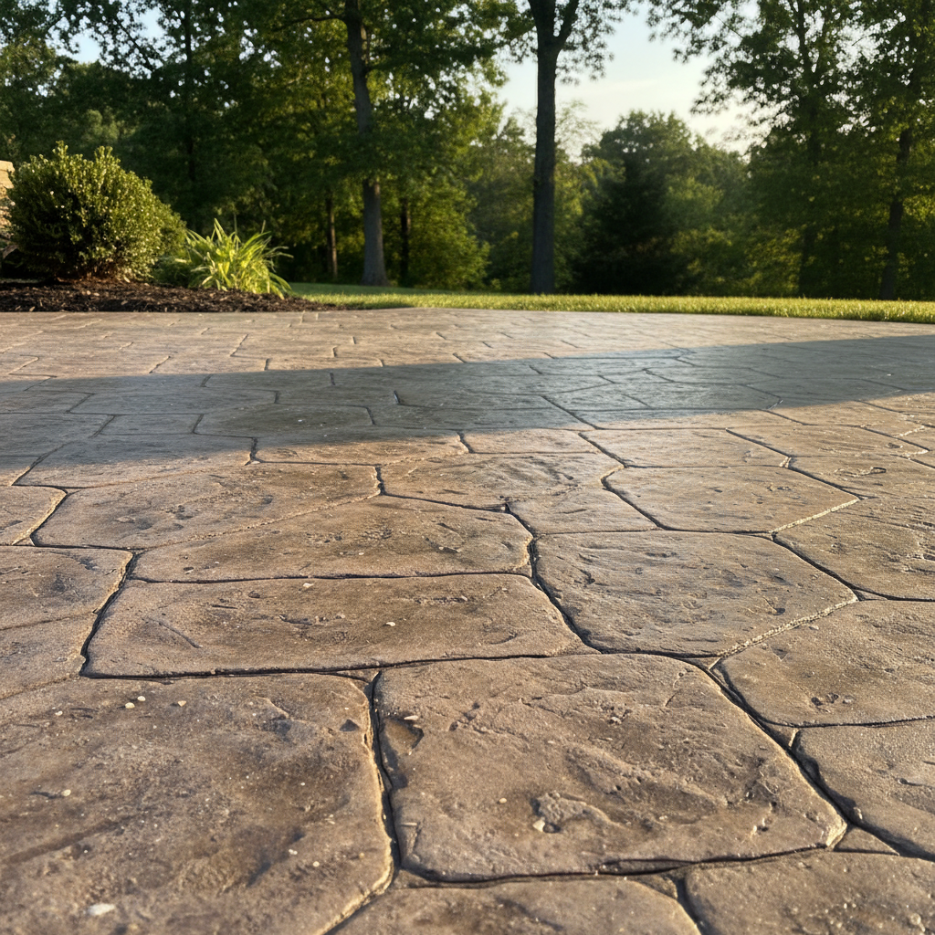 Completed stamped concrete work at a residential property in Waldorf, MD