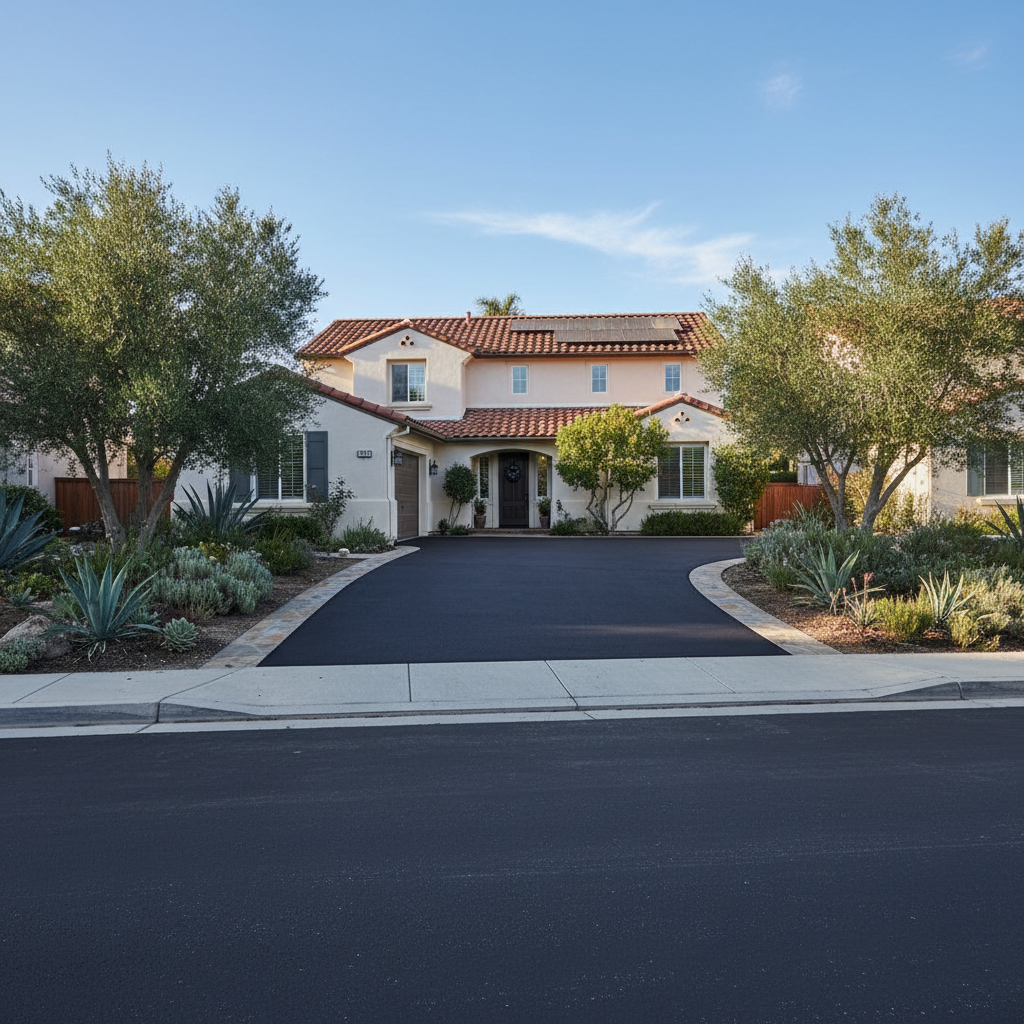 Completed asphalt sealcoating work at a residential property in Laguna Niguel, CA
