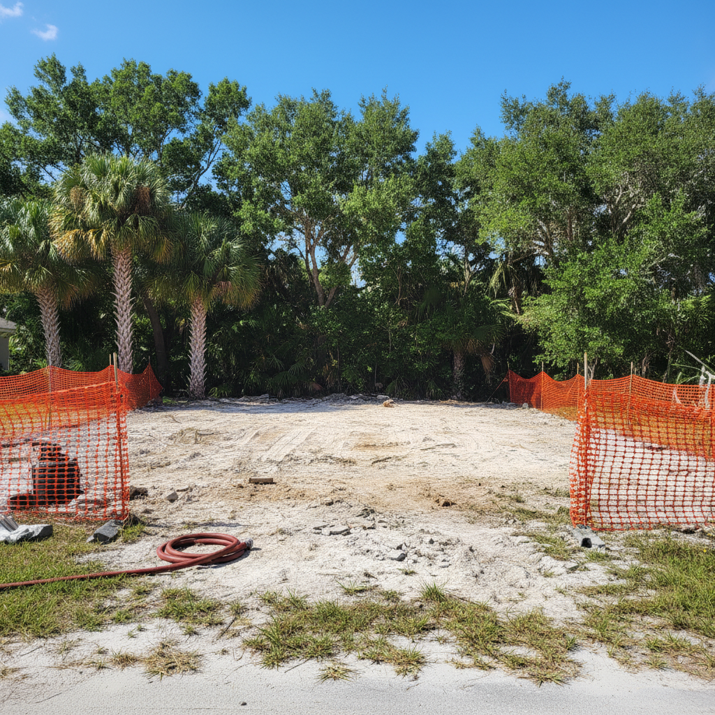 Completed excavation work at a residential property in Cape Coral, FL
