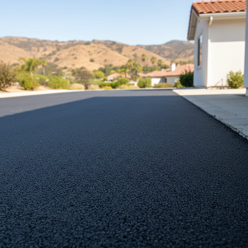 Completed asphalt repair work at a residential property in Laguna Niguel, CA
