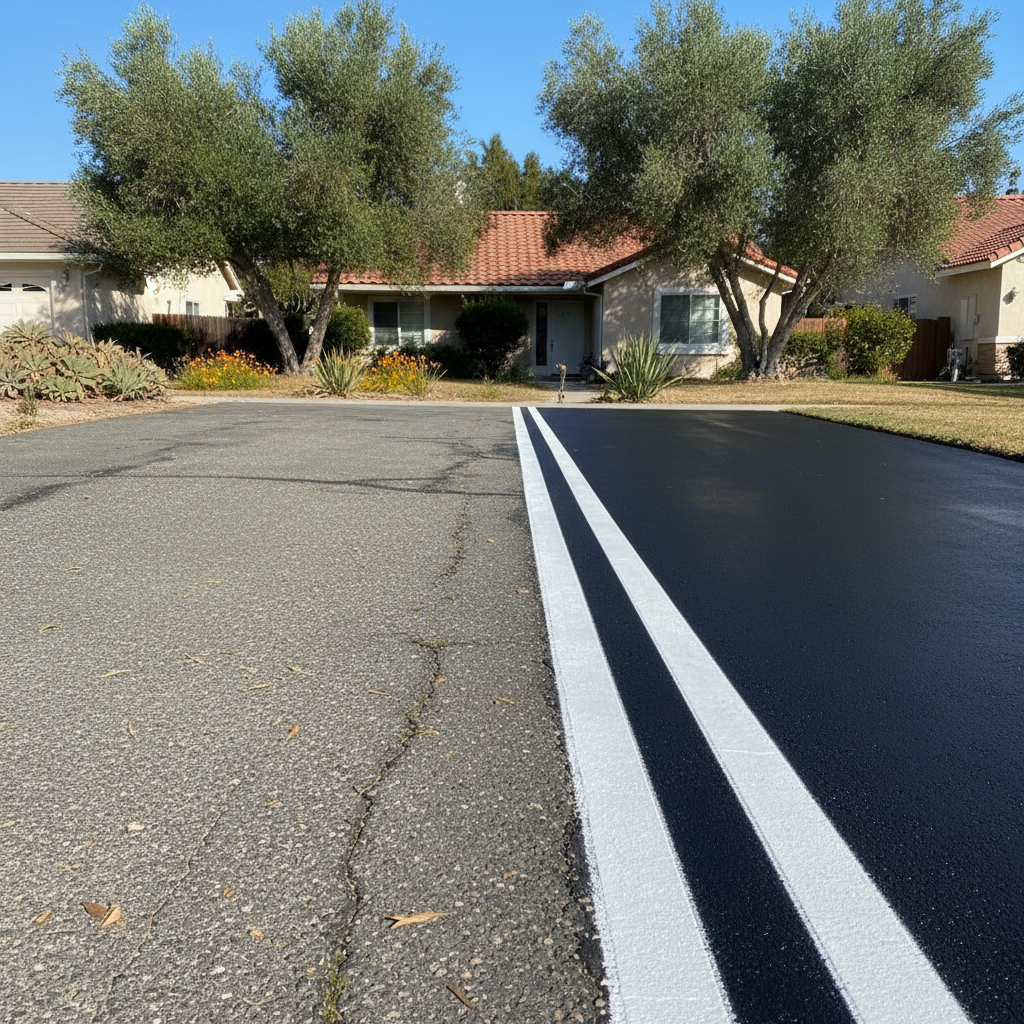 Completed asphalt striping work at a residential property in Laguna Niguel, CA
